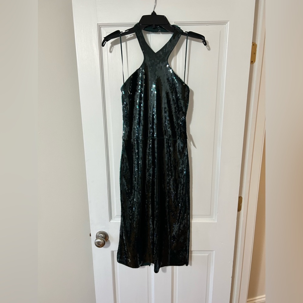 Express Green Sequin Midi Dress Large never worn New With Tags